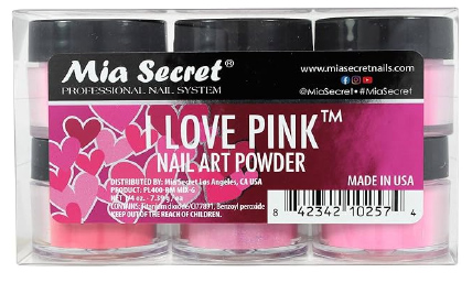 Mia Secret Polvo Acrilico I Love Pink 1/4 Onz